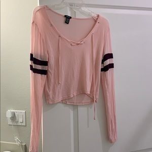 Pink crop top long sleeve shirt